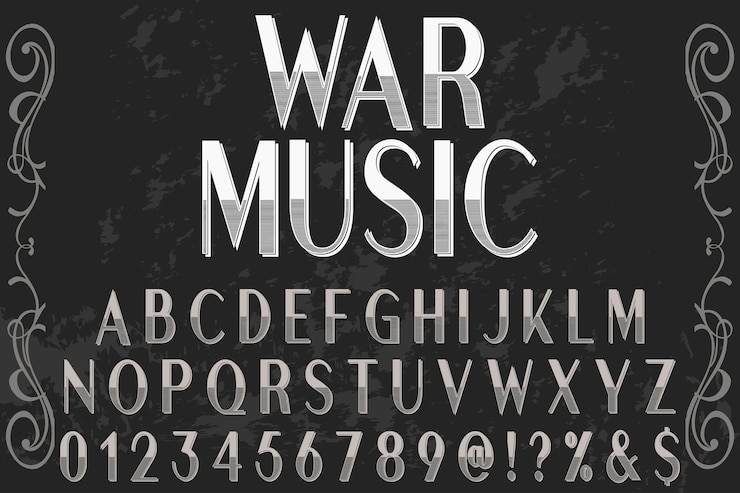 Vector フォントアルファベットスクリプト書体手作り手書きラベルデザイン戦争音楽