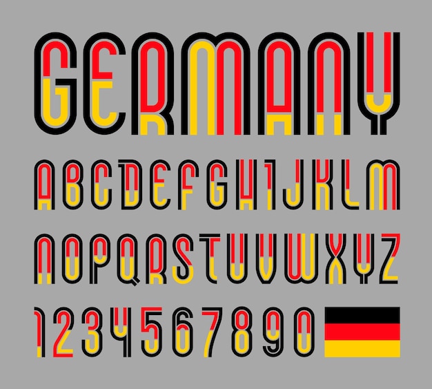 Шрифт или алфавит с флагом Германии