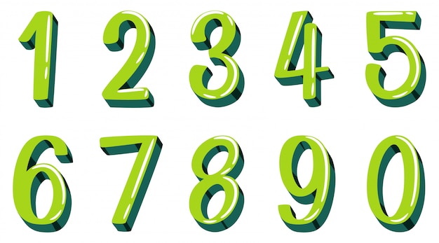 Vector font design for number one to zero on white background