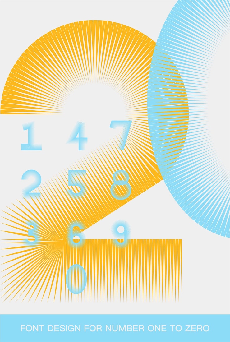 Vector font design for number one to zero
