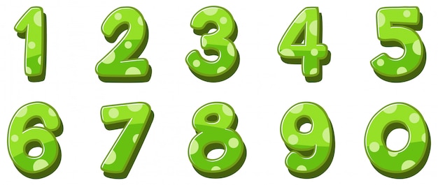 Vettore design dei caratteri per i numeri da uno a zero