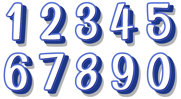 Font design for numbers one to zero