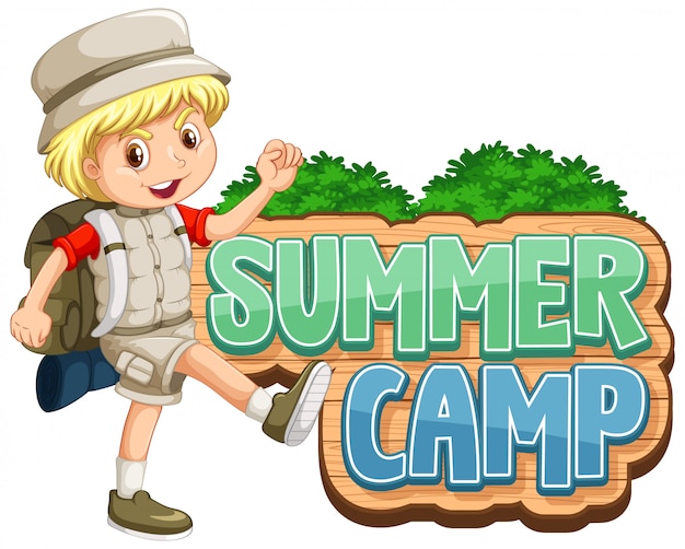 Font design for summer camp with cute kid at park