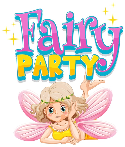 Font design for word fairy party with cute fairy