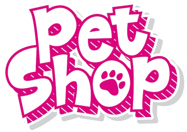 Font design for word pet shop in pink color