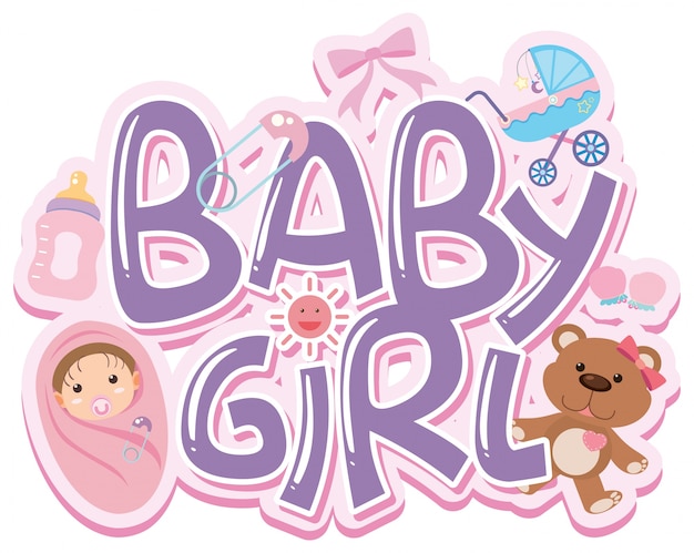 Vector font design for words baby girl