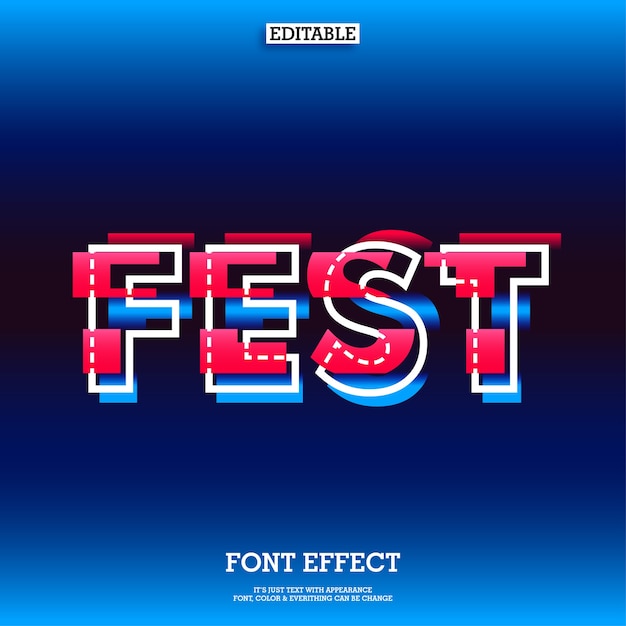 Font effect with glitch effect for modern fest design