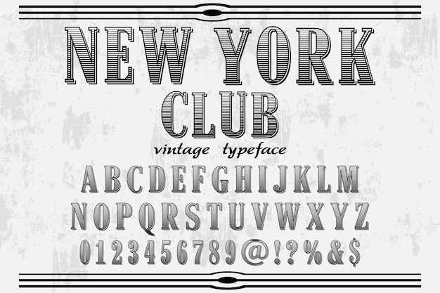 Vettore carattere artigianale new york club