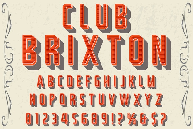 Font handcrafted  typeface named club brixton