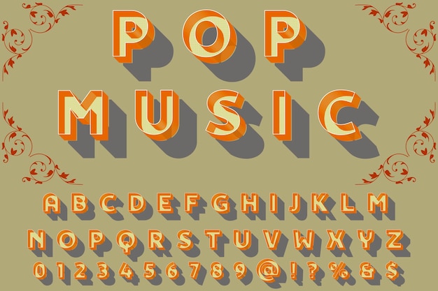 Vector font handcrafted  typeface named pop music