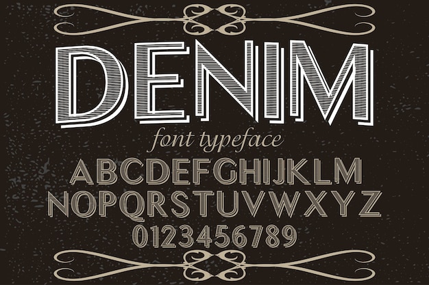 Vector font handcrafted typography design denim