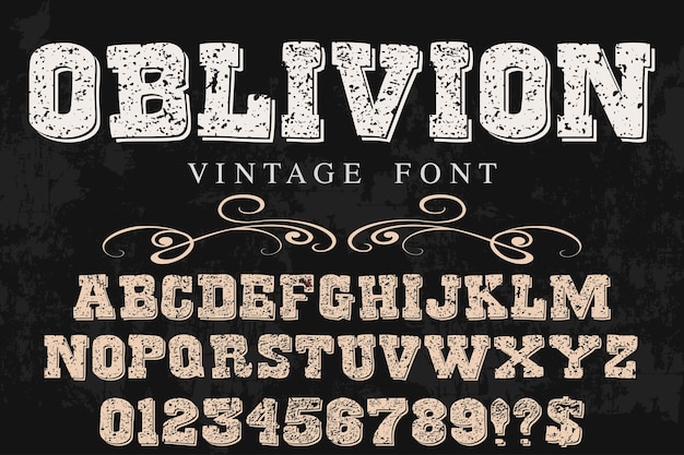 Font handcrafted vector label design oblivion