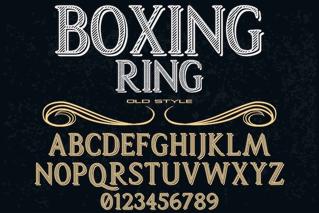 Font handcrafted vector typography design boxing ring