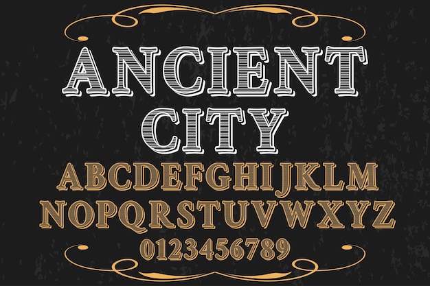 Font label design ancient city