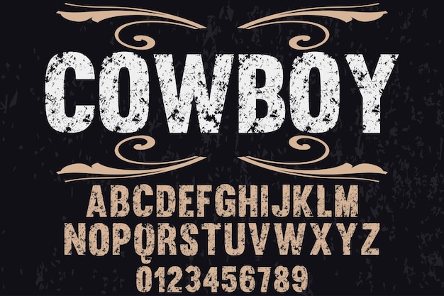 Vector font label design cowboy