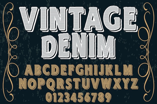 Vector font  label design vintage denim