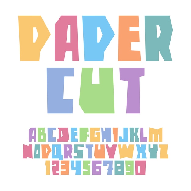 Font paper cut upper case, pastel colors