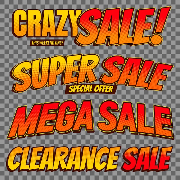 Vector font sale comic,  illustration.