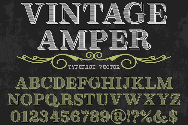 Vettore carattere tipografico etichetta design vintage amper