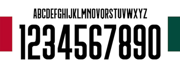 Font vector portugal away 2022 world cup font lettere e numeri in stile sport di calcio per il calcio