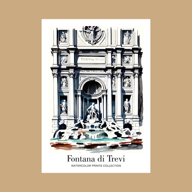 Vector fontana di trevi illustratie