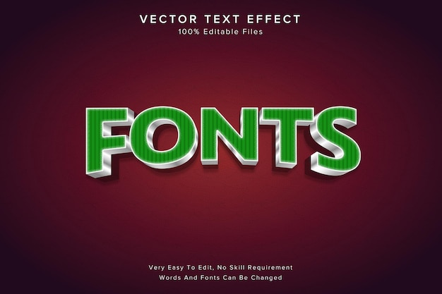 Fonts 3d editable text effect green and silver