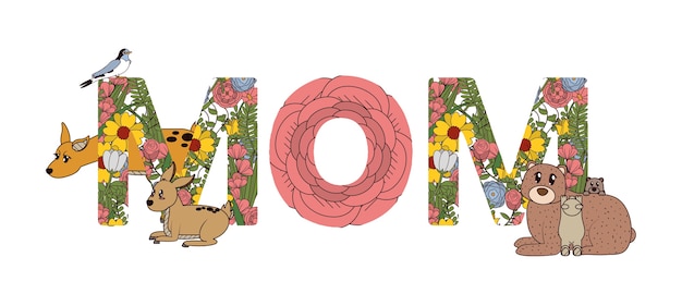 Fonts for mothers day vector illustration graphic design