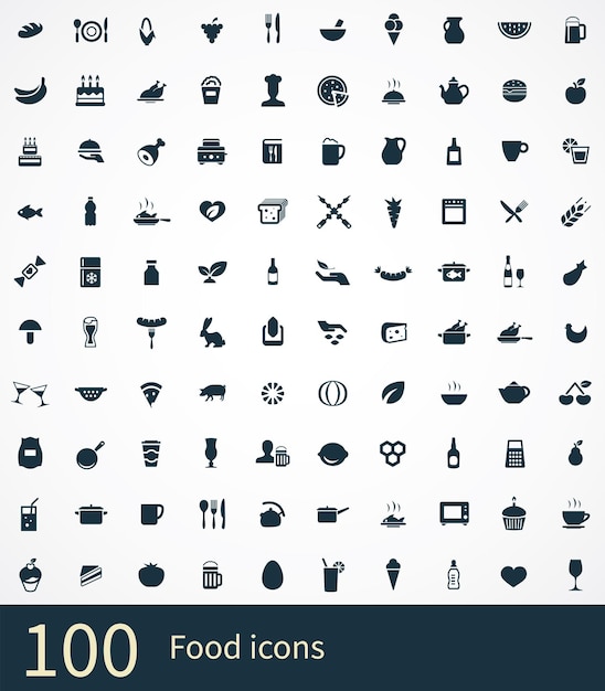 Food 100 icons universal set