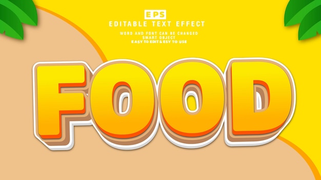 Vector food 3d editable text effect vector with background