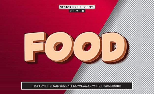 Food 3d text effect fully editable