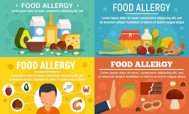 Set di banner di allergia alimentare