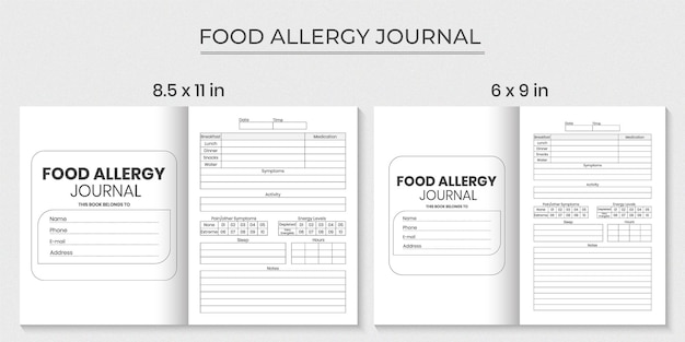 Vettore diario e pianificatore di allergie alimentari per la tua azienda kdp