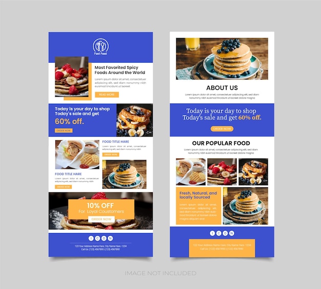 Food and Beverage Email Newsletter Template Food Promotion Template Email Marketing Landing page