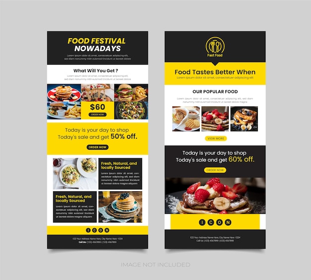 Food and Beverage Email Newsletter Template Food Promotion Template Email Marketing Landing page