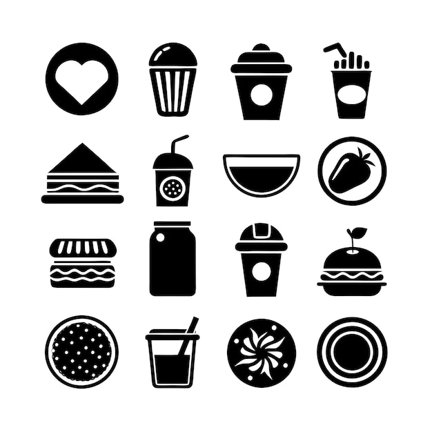Food and Beverage Icon Set Collection Vector voor UI-documenten, websites en mobiele toepassingen