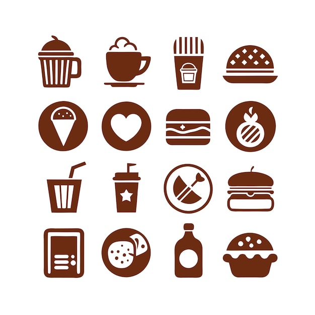 Food and Beverage Icon Set Collection Vector voor UI-documenten, websites en mobiele toepassingen
