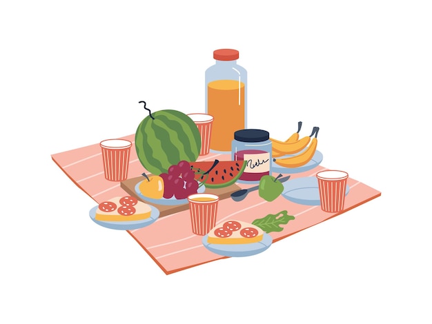 Еда и напитки на тарелке природы с бутербродами, бананами и виноградом, яблоком и соком в очках, закуски