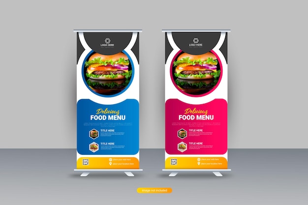 食品とレストランのロールアップバナーデザインテンプレートデザインコンセプト