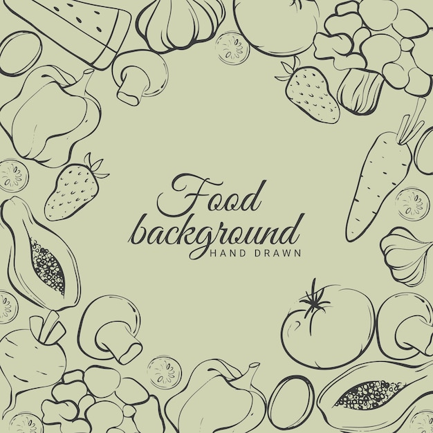 Vector food background sweet pepper garlic tomato cabbage papaya strawberry watermelon mushrooms