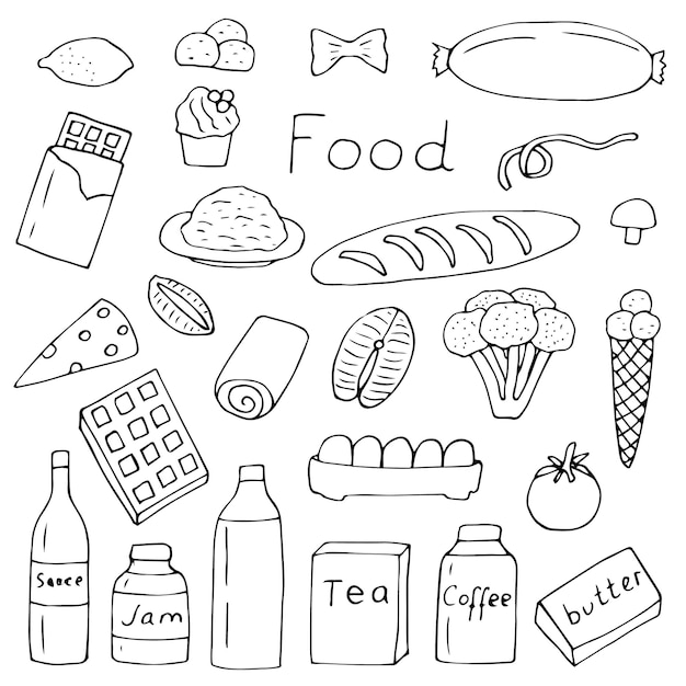 Food background vector illustration hand drawing doodles