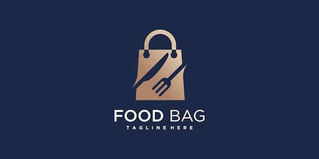 Дизайн логотипа пищевой сумки с креативной современной концепцией Premium векторы