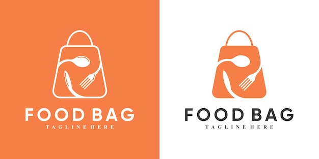 Food and bag logo design with unique concept Premium Vector