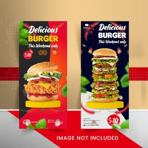 Food banner design templates for restaurants' rollup banners and modern design food banner