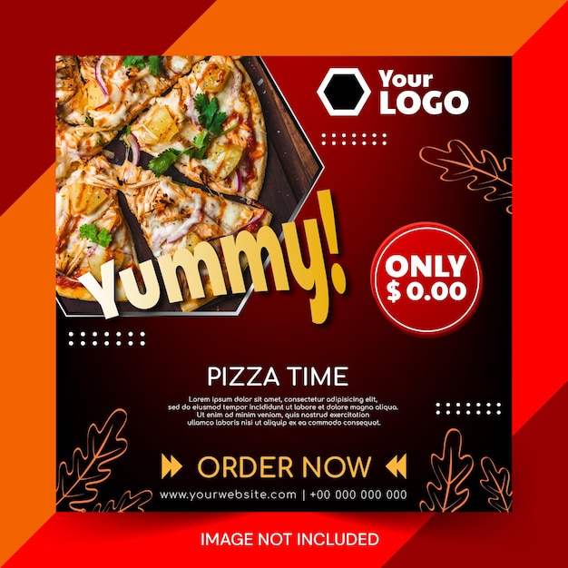 Vector food banner media post template with black background