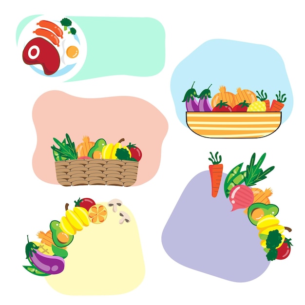 Food banner vector set