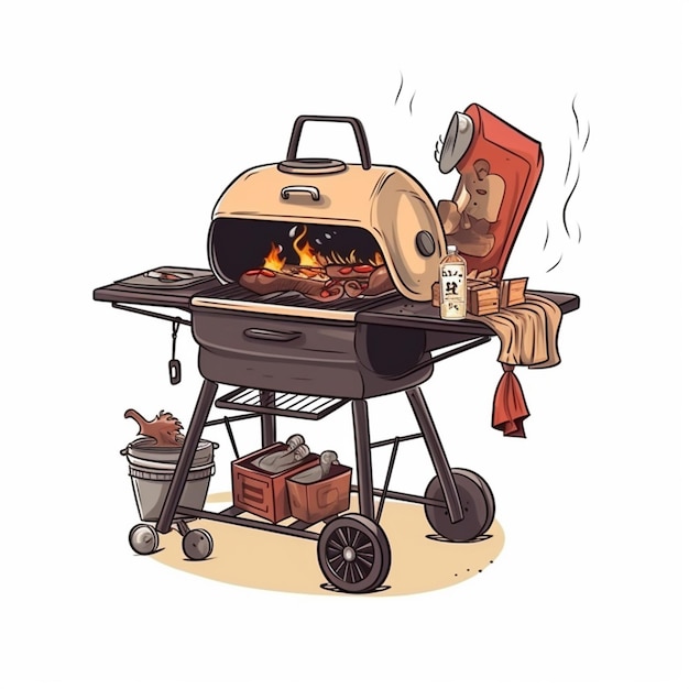 Vector food barbecue bbq barbeque picnic grill vector cooking party steak outdoor meat illustra