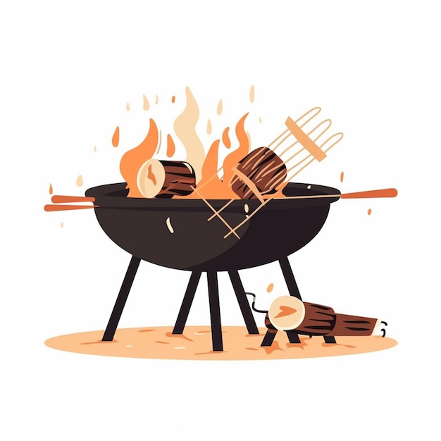 Vector food barbecue bbq barbeque picnic grill vector cooking party steak outdoor meat illustra