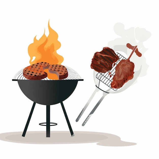 Вектор Еда барбекю пикник гриль вектор приготовление пищи вечеринка стейк на открытом воздухе иллюстрация мяса