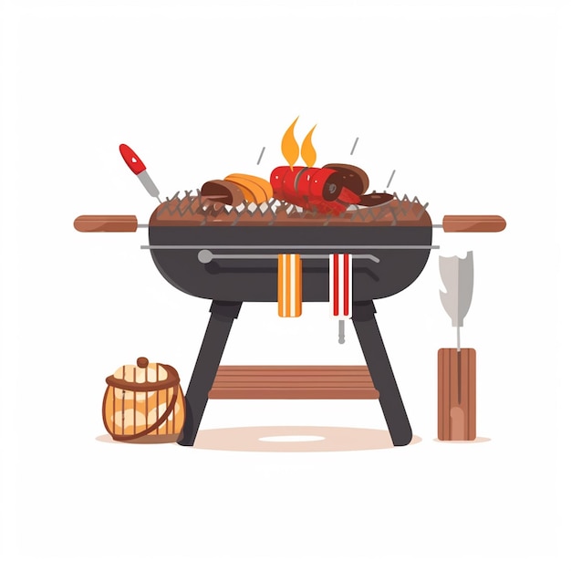 Vector food barbecue bbq barbeque picnic grill vector cooking party steak outdoor meat illustra