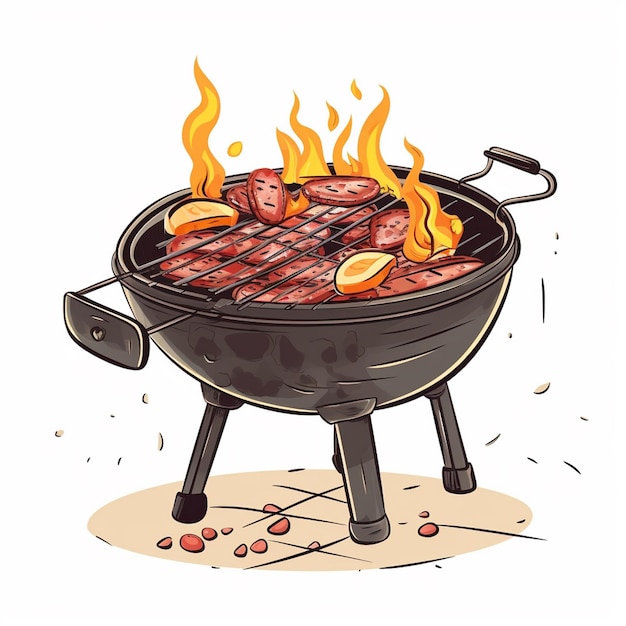 Еда барбекю пикник гриль вектор приготовление пищи вечеринка стейк на открытом воздухе иллюстрация мяса